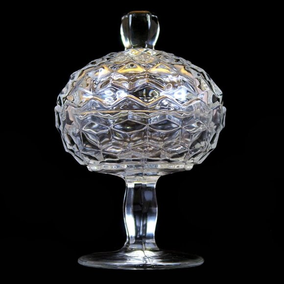 Fostoria Glass American Clear Jelly & Lid Vintage Crystal Covered Candy Dish - Picture 1 of 6